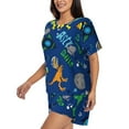 thumbnail image 2 of Bixox Women's Dinosaur In Space Printed Pajama Set 2 Piece Lounge Set Top and Shorts Soft Pajamas, Shorts with Pockets, 2 of 7