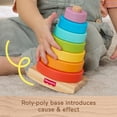 thumbnail image 4 of Fisher-Price Wooden Rock-a-Stack, Toddler Ring-Stacking Activity Toy with 8 Wood Pieces, 4 of 6