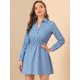thumbnail image 3 of Allegra K Vestido camisero vintage para mujer, con cintura ce?ida, una línea de lunares, vestido camisero Azul XS Unique Bargains Casual, 3 of 6