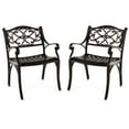 thumbnail image 2 of Costway 2 PCS Cast Aluminum Patio Chairs Set of 2 Outdoor Dining with Armrests & Curved Seats Bronze, 2 of 9