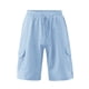 thumbnail image 4 of pstuiky Pantalones cortos para hombre, Pantalones cortos de verano para hombre, elásticos, con cordón y color liso, holgados e informales, para playa Pantalones cortos para correr para hombre, 4 of 8