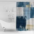 thumbnail image 2 of Abstract Collage Art Shower Curtain, 60" x 72", Vintage Blue Oil Painting Theme Waterproof Bathroom Curtain Washable Shower Curtain Set with 12 Hooks, 2 of 6