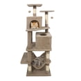 thumbnail image 1 of Gymax 57'' Cat Tree for Indoor Cats w/Dual Condos Hammock Sisal Scratching Posts Coffee, 1 of 10