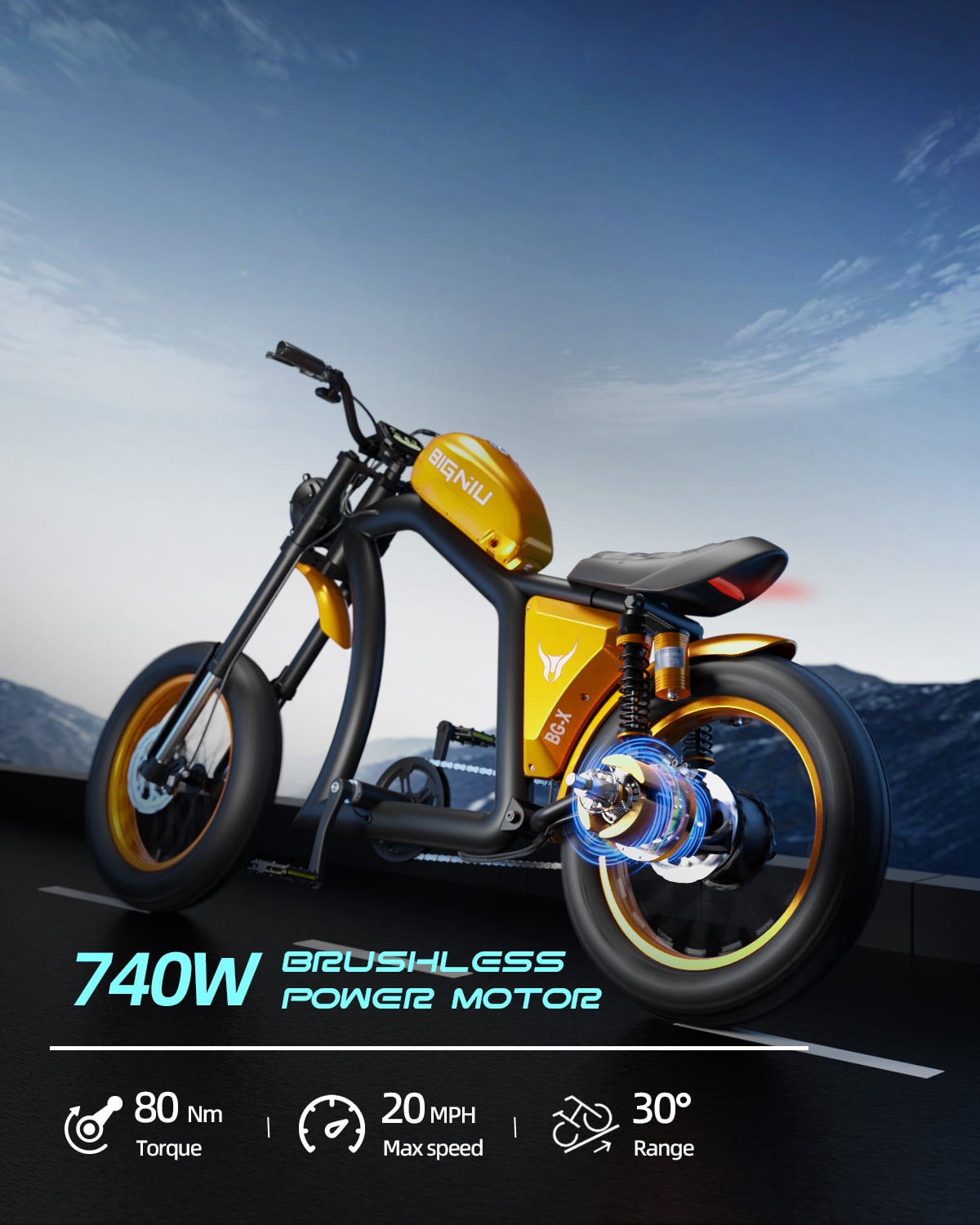 BIGNIU BG-X Electric Bike for Adults,740W Brushless Motor 48V/31.5Ah Up to 40 Miles E-Bike Front/Rear Turn Signal Dual Suspension Ebikes UL2849