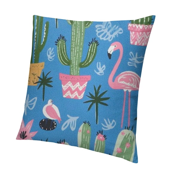 Patifu Cactus Flamingo Throw Pillow Covers Pillow Cases Square Decorative Pillow Covers Soft Cushion Covers for Couch Sofa Bed Home Farmhouse Living Room Decoration Pillowcases 12x12in