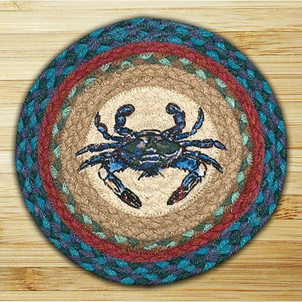 BLUE CRAB 100 Natural Braided Jute Swatch, 10" Trivet/Placemat, by