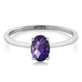 thumbnail image 2 of Gem Stone King 10K White Gold Purple Amethyst Solitaire Engagement Ring for Women (0.75 Cttw, Oval Checkerboard 7X5MM, Gemstone February Birthstone), 2 of 3
