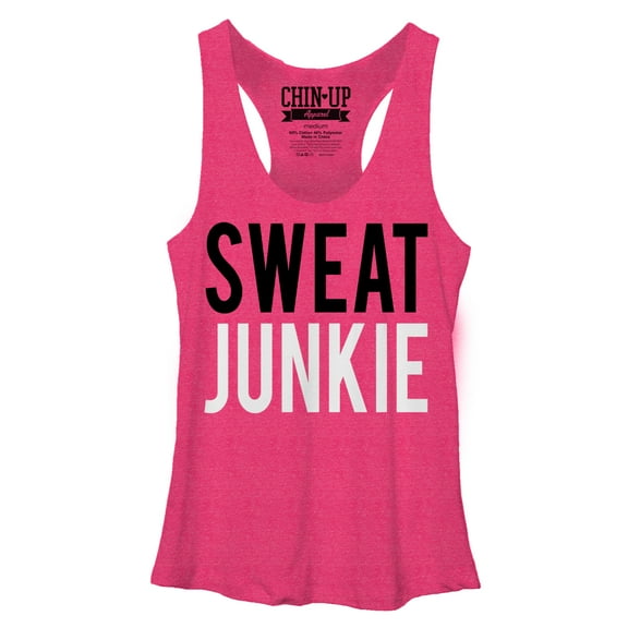 Women's CHIN UP Sweat Junkie  Racerback Tank Top Pink Heather Large