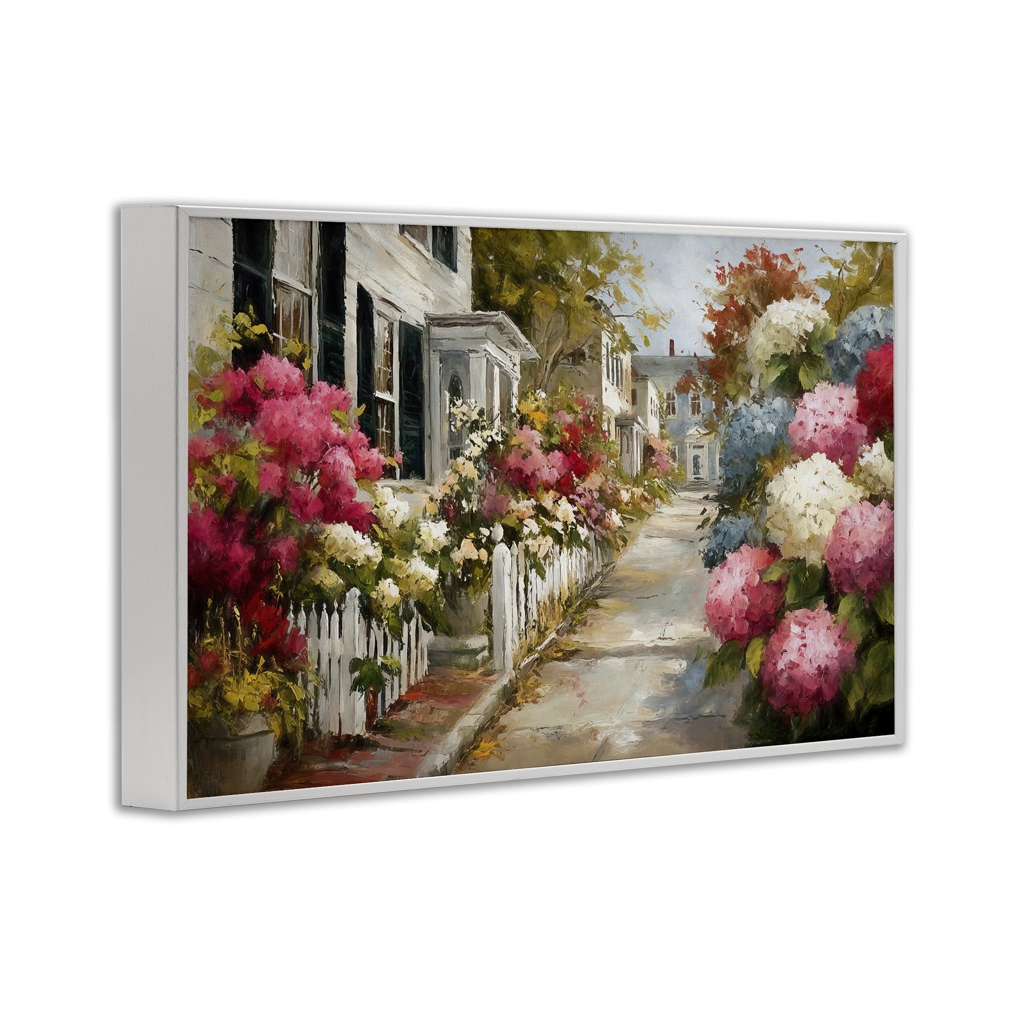 Stupell Industries Faded Shutters & Bursting Blooms White Framed Giclee Art, design by Tina LeCour