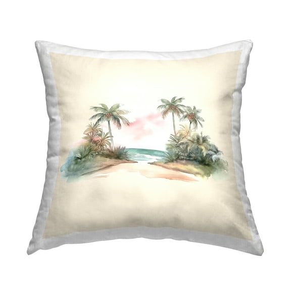 Stupell Industries Palm Tree Shoreline Decorative Printed Throw Pillow, 18 x 18