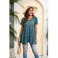 thumbnail image 5 of ENMAIN Women's Summer Tunic Tops Casual Swing Short Sleeve Shirts Plus Size Blouse Green Paisley M, 5 of 8