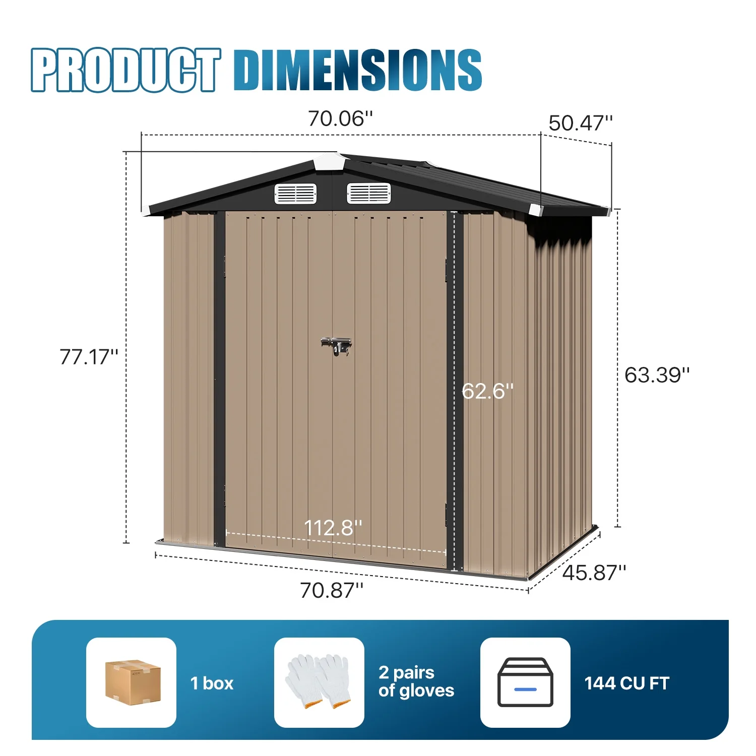 BaPiPro 6x4 ft Outdoor Storage Shed with Built-in Base - Heavy-Duty Metal Workshop Shed with Vents & Lockable Doors for Garden, Bike, and Tool Storage