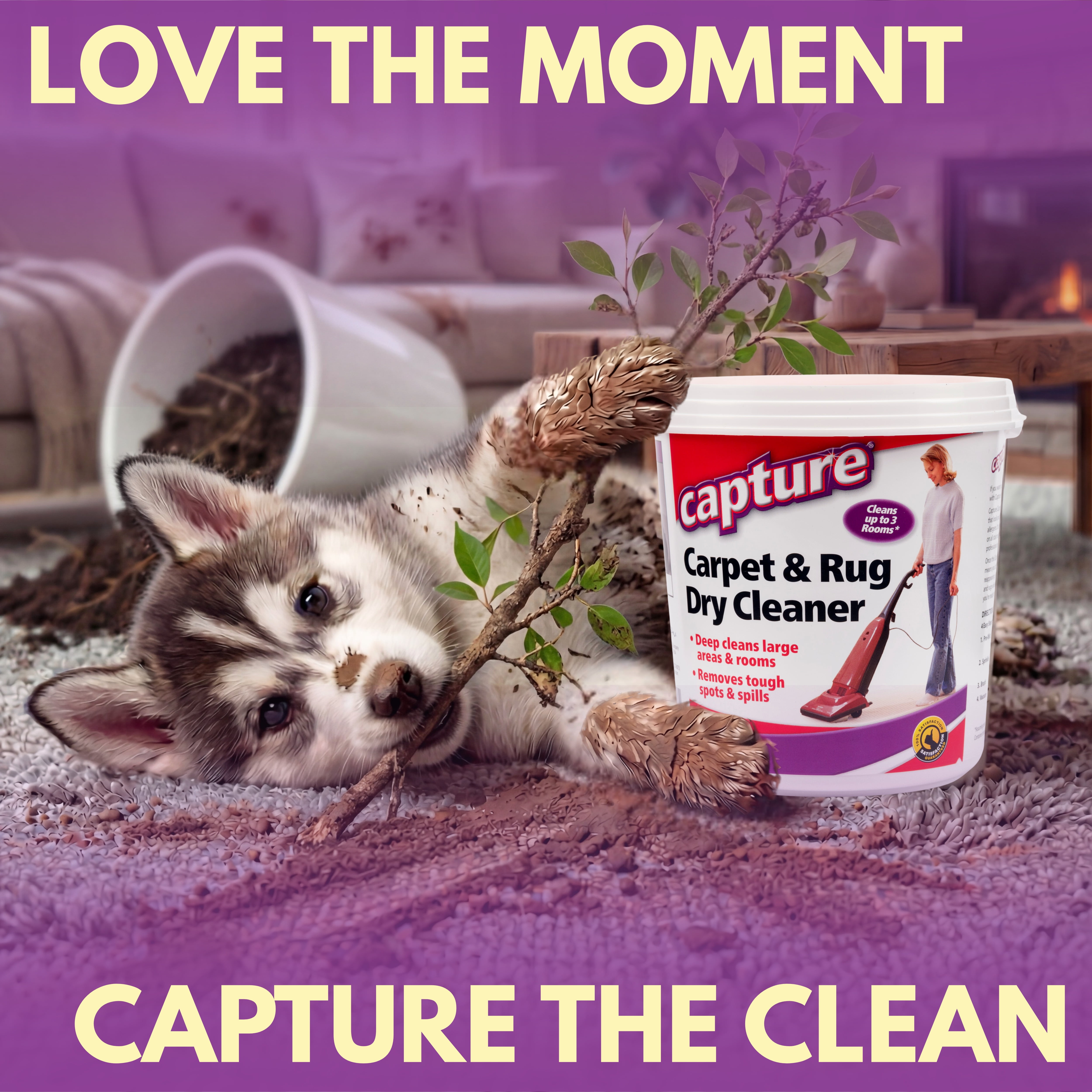 Capture Carpet Cleaning Powder, Fresh Scent, Safe For Use in Homes With Kids and Pets, 2.5 lbs