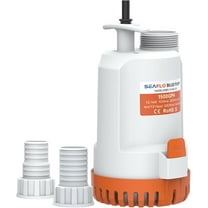SEAFLO 24V 1500 GPH Portable Utility Pump Submersible Small Backup Sump Pump Draining Pump, 1-⅛” & 1-1/4” Outlet - CE & RoHS Certified, 4-Year Warranty!