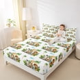 thumbnail image 4 of Homewish Cute Zoo Animal Twin Sheet Sets,Green Monstera Leaf Coconut Tree Twin Fitted Sheet,White Green Brown 03 For Girsl Boys,Super Cozy Room Decor,3 Pieces, 4 of 7