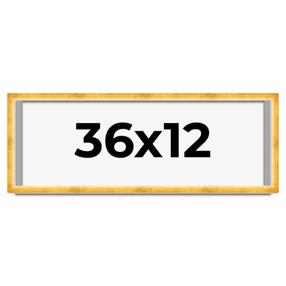 36x12 Shadow Box Frame Gold | 1.625 Inches Deep Real Wood Traditional Shadowbox Display Frame | UV