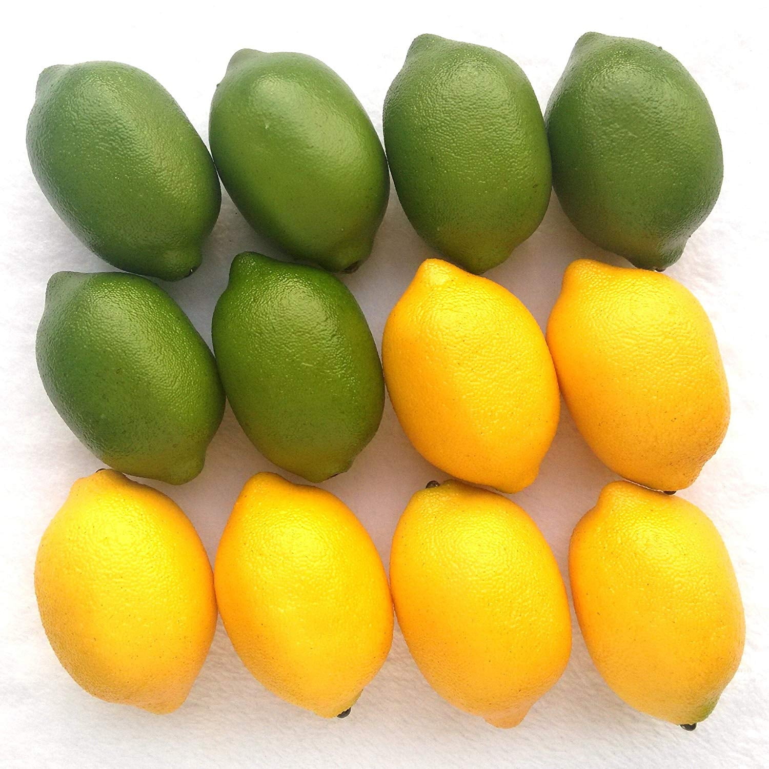 12 x Yellow And Green Lifelike Fake Lemons