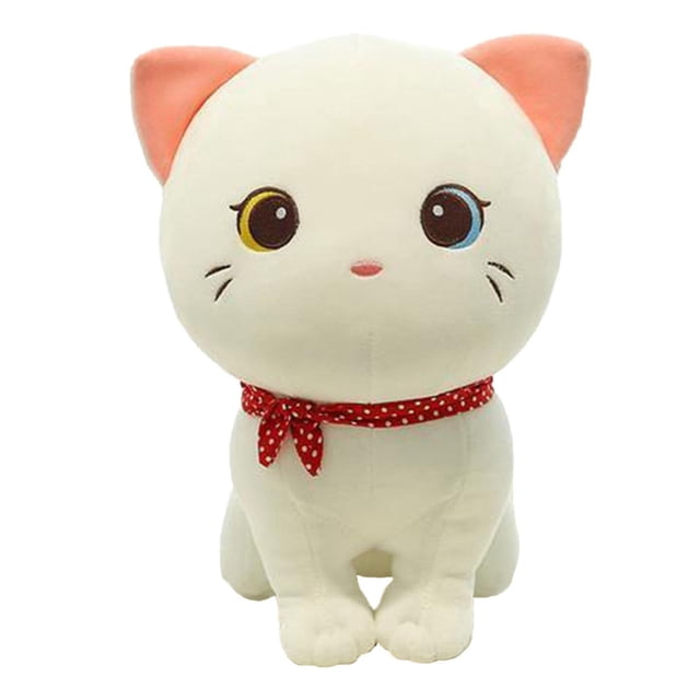Muñeco de peluche de gato de dibujos animados Lindo gatito de peluche Juguete de tela Gato Juguete de peluche tierno (Blanco)