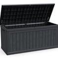 thumbnail image 4 of YIYADO 260 Gallon Large Outdoor Storage, XXL Deck Box, Waterproof Resin, Lockable, Black, Ideal for Patio Furniture, Outdoor Cushions, Gardening Tools and Sports/Pool Equipment, 4 of 6
