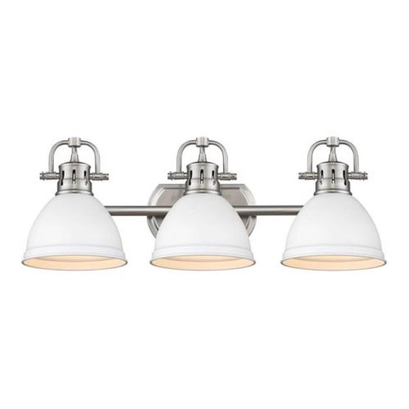 24.5 inch 3 Light Vanity Light in Classic Style 8.5 inches High By 24.5 inches Wide-Pewter Finish-Matte White Shade Color Bailey Street Home