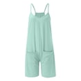 thumbnail image 3 of Baqcunre Jumpsuits for Women Womens Summer Casual Sleeveless Rompers Loose Spaghetti Strap Shorts Jumpsuit with Pockets Jumpsuits for Women Dressy One Piece Jumpsuits for Women, 3 of 4