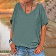 thumbnail image 2 of Timegard Womens Tops V Neck Short Sleeve Loose Blouse Summer Solid Color Casual Comfy Tops Basic Tee, 2 of 5