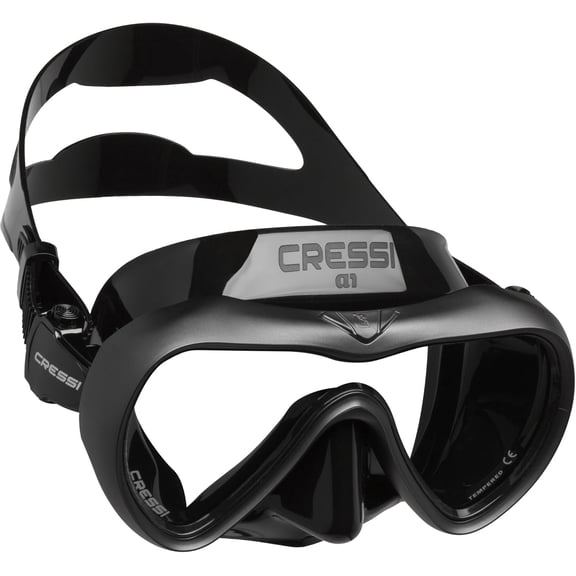 Cressi A1 Mask Diving Scuba Anti-Fog Clear Single Lens, Adult, Black Graphite