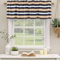 thumbnail image 3 of Orange Navy Blue Striped Valances for Windows, Decorative Rod Pocket Window Valance Curtains, Minimalist Farmhouse Lines Short Curtain Drapes for Kitchen/Bathroom/Living Room, 2 Panels, 42" W x 18" L, 3 of 8