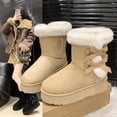 thumbnail image 4 of Women's Winter Snow Boots with Bow Detail - Suede-Like Warm Boots with Faux Fur Lining for Cold Weather, 4 of 5