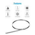 thumbnail image 3 of Apmemiss Clearance Metal Zip Ties 100pcs 304 Stainless Steel Zip Ties Heavy Duty Multi-Purpose Self-Locking Cable Ties for Machinery, Vehicles, Exhaust Wrap, Farms, Pipes, Roofs, Cables, and Outdoor, 3 of 9