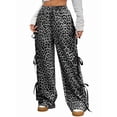 thumbnail image 2 of Women'S Baggy Sweatpants Elastic Waist Casual Wide Leg Pants with Pocket Y2K Going Out Travel Pants Gray Leopard XL, 2 of 9