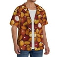 thumbnail image 3 of Disketp Men's Hawaiian Almond Nuts Print Shirts Button Down Holiday Beach Shirts-Small, 3 of 5
