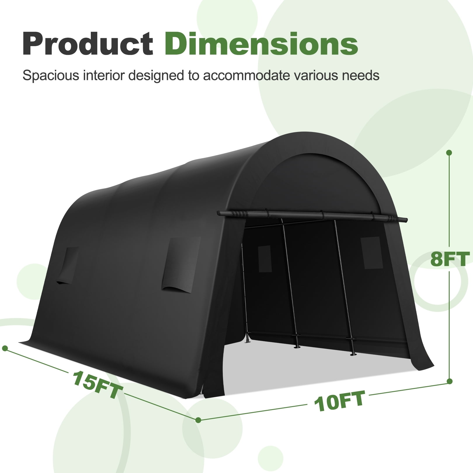 HOTEEL 10×15 ft Heavy Duty Carport Outdoor Metal Car Tent with Metal Frame and Round Roof, Anti-Snow Portable Garage Storage Shelter for Automobiles,Trucks and Boats
