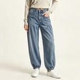 thumbnail image 2 of Miqool Cargo Jean Joggers for Women High Waisted Drawstring Elastic Waist Stretch Denim Pants with Pockets, 2 of 6