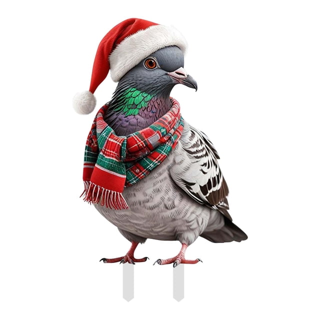 Navidad Pollo bonito Erizo Conejo 2D Impresión plana Acrílico Tarjeta insertable Estaca insertable Arte Jardín Decoración navideña colorida Adecuada para el jardín navideño 25 cm/9,84 pulgadas D