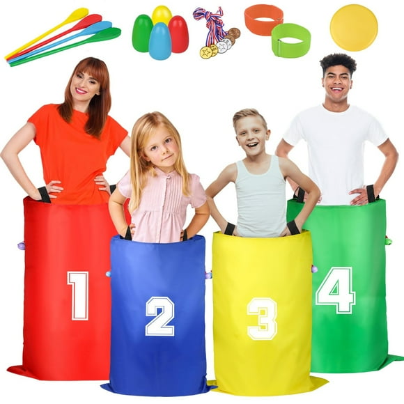 Sac de Plaisir pour le Jour de Course : Sac de Pommes de Terre, Cuillère à Ufs, Bandes à 3 Jambes, Disque Volant. Parfait pour Jeux Extérieurs, Enfants et Adultes, Fêtes d'Anniversaire.