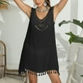 thumbnail image 5 of Lovskoo 2024 Swimsuit Coverup for Women Sleeveless Bathing Suit Bikini Tassels Beach Crochet Loose Hollow Out Coverup Skirt Black Free Size, 5 of 7