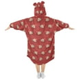 thumbnail image 2 of Dailycode Wearable Blanket Hoodie Oversized Sherpa Flannel Blankets with Pocket for 3-14 Year Old Capybara with Christmas Head, 2 of 7
