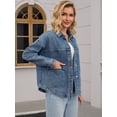 thumbnail image 2 of DARING DIVA Women's Long Sleeve Button Down Pockets Western Denim Jacket XL Gray Blue, 2 of 7