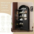 thumbnail image 6 of 73" Tall Metal Arched Kitchen Pantry Cabinet, Modern Farmhouse Storage Cabinets with Doors&Adjustable Shelves, Versatile Bookcase/Display/Cupboard with Open Storage Area for Office-Black, 6 of 14