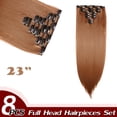 thumbnail image 2 of Extensions de Cheveux à Clip Pleine Tête Synthétiques 8 Pcs 18 Clips Postiche pour Femmes, 2 of 5