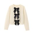 thumbnail image 3 of HH TRAF 2024 Suéteres de punto casuales para mujer Suéteres de punto sólidos Cuello redondo Manga larga Lazo decorado Cárdigan de un solo pecho Otoño Mujer Moda, 3 of 5