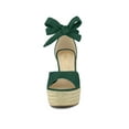 thumbnail image 6 of BLISSFUL STEP Women's Espadrilles Tie Up Ankle Strap Sandals Emerald Green (Size 6), 6 of 7
