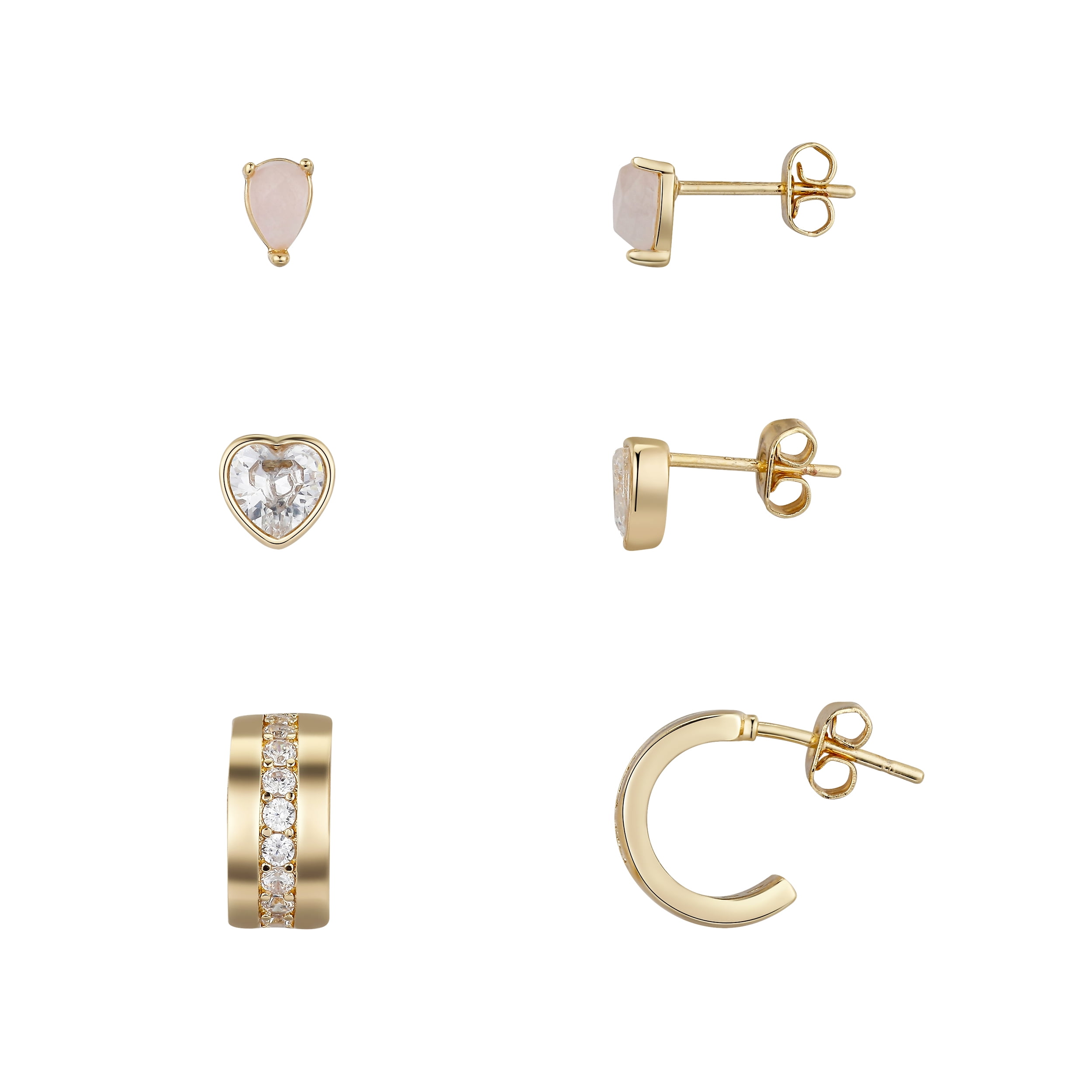 Earrings Set,Gold Earrings Set,18K Gold Hoop Earrings Set,Handmade Dainty Gold Earrings,Glitter Colored Zircon Earrings,Mix Match Earrings