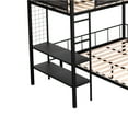 thumbnail image 3 of Kumix Bunk Bed Twin over Full, Metal Bunk Bed with Shelves, Textilene Guardrail, Grid Panel for, Teens, Adults, Space-Saving Bunk Bed Can Convertible into 2 Beds for Bedroom, Black, 3 of 9