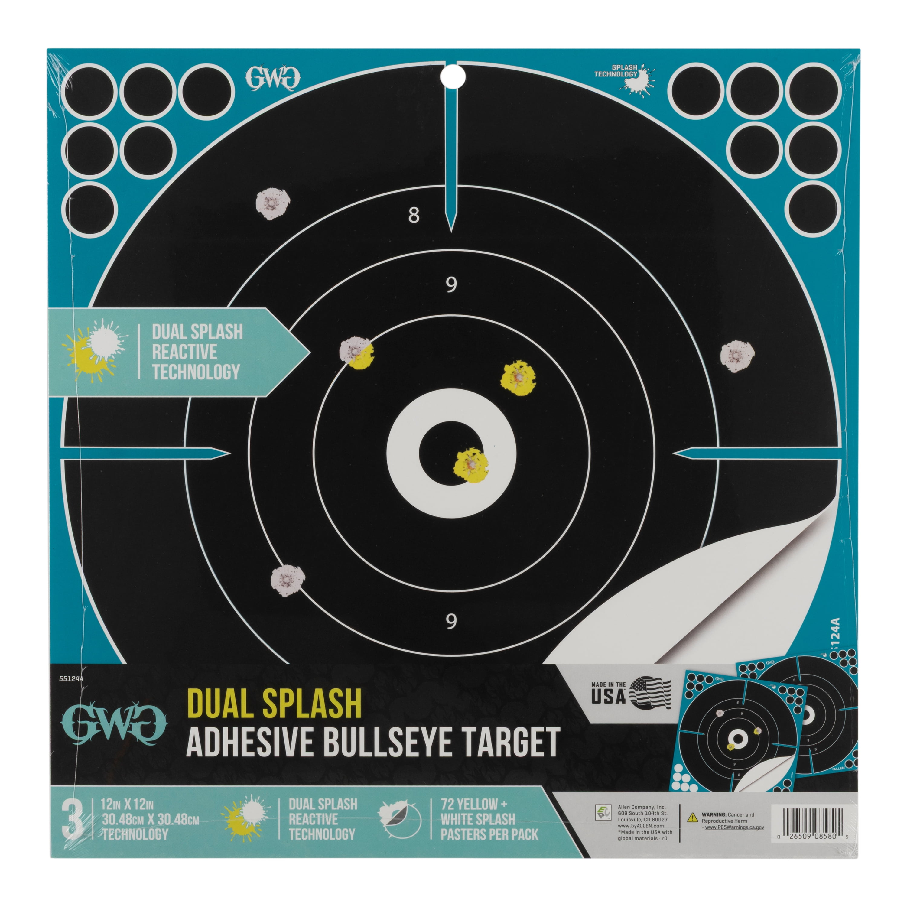 Girls With Guns Splash Adhesive Bullseye Targets, 12 x 12 Inch, 3 Pack