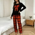 thumbnail image 2 of Enjoytime Valentines Lounge Sets for Women Bow Print Crewneck Long Sleeve Tops with Pants 2 Piece Sleepwear Comfy Matching Pajama Set, 2 of 5