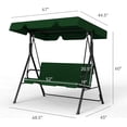 thumbnail image 3 of Outdoor Patio Swing Chair with Adjustable Canopy, Outdoor Patio Glider Swing with Heavy Duty Stand for 3 Adult Persons, Ideal for Deck, Lawn, Backyard, or Porch, Green, 3 of 14