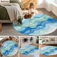 thumbnail image 5 of Round Area Rug 5 Ft, Turquoise Blue Marble Washable Non-Slip Circle Carpet for Living Room/Bedroom, Abstract Art Modern Fluid Marble Low-Profile Runner Mats Collection Rugs for Indoor, 5 of 7