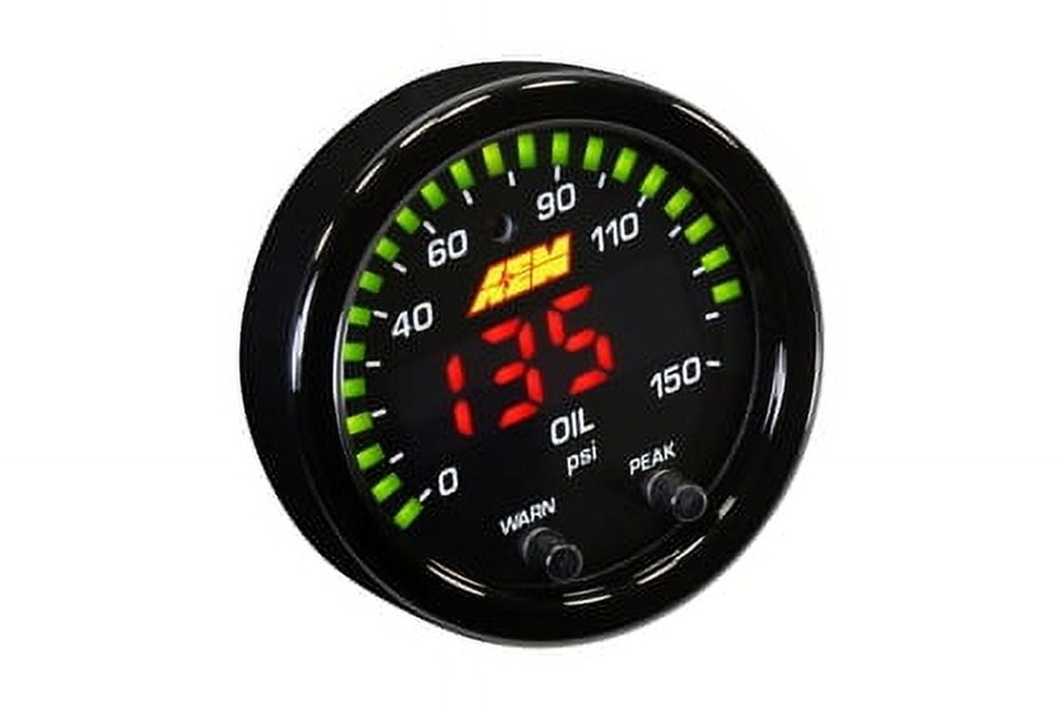 AEM 30-0307 X-Series Oil Pressure Gauge 0-150psi 0-10bar 2-1/16 Black Bezel/Face